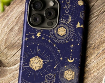 DND PHONE Case, Dnd iphone 17 case, dnd samsumg case, Google phone case, Celestial Phone Case, Geeky Phone Case, Space dice, starry dice