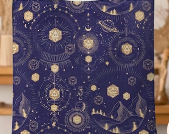 DND BAG, D&D Celestial Tote Bag of Holding, girly ttrpg bag for women gamer, d20 starry constellation night sky, dungeons and dragons gift.