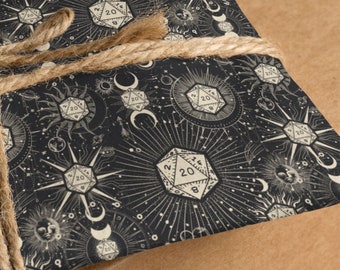 DND WRAPPING PAPER, dnd gift wrap,  Celestial D20 Wrapping Paper, d&d Wrapping Paper , Rpg Wrapping Paper Dice, Dnd Christmas Gift, dnd gift