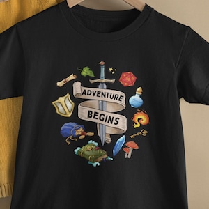 DND Kid shirt, dnd toddler shirt, RPG Kids, geeky kid shirt, dnd baby gift, Adventure begins, Sizes from 2T to 5-6T.