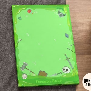 DND STATIONARY: GELATINOUS cube, dnd sticky notes, Green Gel Cube, dnd notepad, dnd memo, dnd notes, Dungeons and Dragons sticky notes