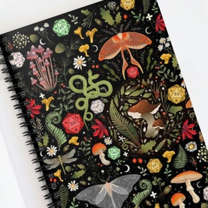 CUADERNO DE DRUIDA / Cuaderno de druida Spore / Cuaderno de druida DND / Diario de personaje de druida DND / Dados de druida / Cuaderno de hongos / Regalo de druida