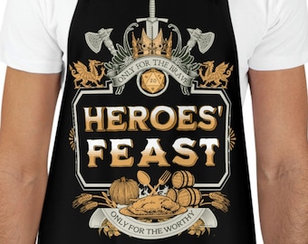 DND APRON, Dnd kitchen gift, Heroes' feast apron, d&d apron, Dungeons Dragons Apron, viking apron, warrior apron, fantasy apron