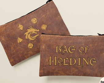 BORSA PER DADI, Borsa portadadi, borsa per dadi D&D, marsupio D&D, borsa per dadi Dungeons and Dragons, marsupio per accessori D&D, con cerniera, effetto pelle vintage
