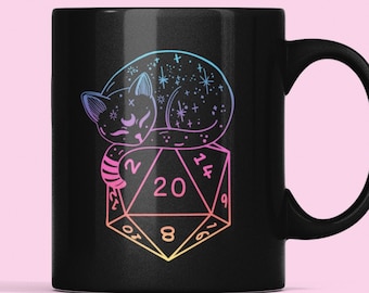 CAT DICE, DND Mug, Dungeons and Dragons mug, Dnd gifts, Dnd mom mug, Dungeons and Dragons gifts, dnd gift for her, Dungeon Master mug