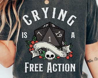 DND shirt funny, Crying is a free action, Dungeons shirts, Dragons shirt, dnd gifts, D&D Shirt,  Dungeon Master shirt, dnd tshirts, dm shirt