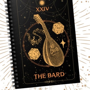 BARD NOTEBOOK | Bard journal | Dnd notebook | Dungeons and Dragons | Dnd journal | Vicious Mockery | Bard Character sheet | Bard tarot card