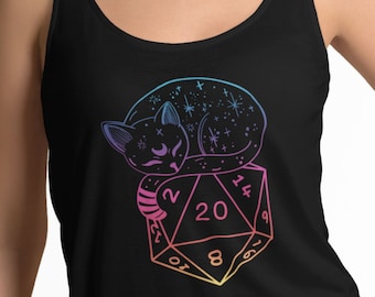 Dungeons and Dragons Tank Top, DND Tank Top, D20 tank top, cat dice, Roleplaying gaming shirt, Dnd Shirt For Women, D&d Tank Top