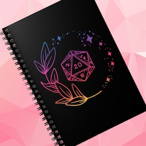 DND NOTEBOOK | Dnd Character journal | Campaign journal | DM notebook | Dm Gift | D20 Spiral Notebook - Ruled Line