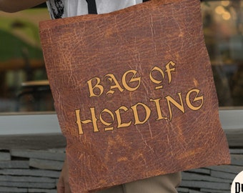 BAG OF HOLDING, dnd bag, Dungeons dragons tote bag, Fantasy tote bag, Rpg tote bag, d&d tote bag, geeky tote bag, dnd bag leather look