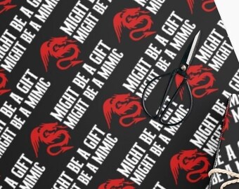 DND WRAPPING PAPER, Dnd gift wrap, dnd christmas gift, dnd christmas wraps, dnd mimic wrapping paper, geeky wrapping paper, dnd funny