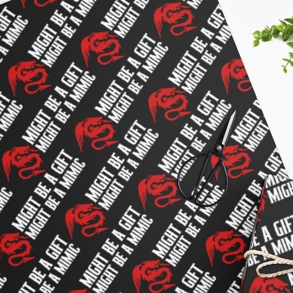 DND WRAPPING PAPER, Dnd gift wrap, dnd christmas wraps, dnd mimic wrapping paper, geeky wrapping paper