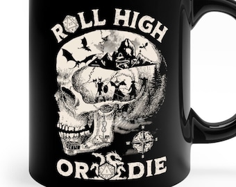 DND MUG VINTAGE, Dungeons and Dragons mug, roll high or die, critical mug, critical fail mug, rpg mug, d&d mug, dnd gifts for him, dm gifts