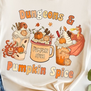 DND PUMPKIN SPICE Shirt, dnd Fall Shirt, Kürbis latte Shirt, Kürbis Würfel, Herbst Würfel, Beholder Shirt, dnd Halloween, Pumpkin Spice Shirt