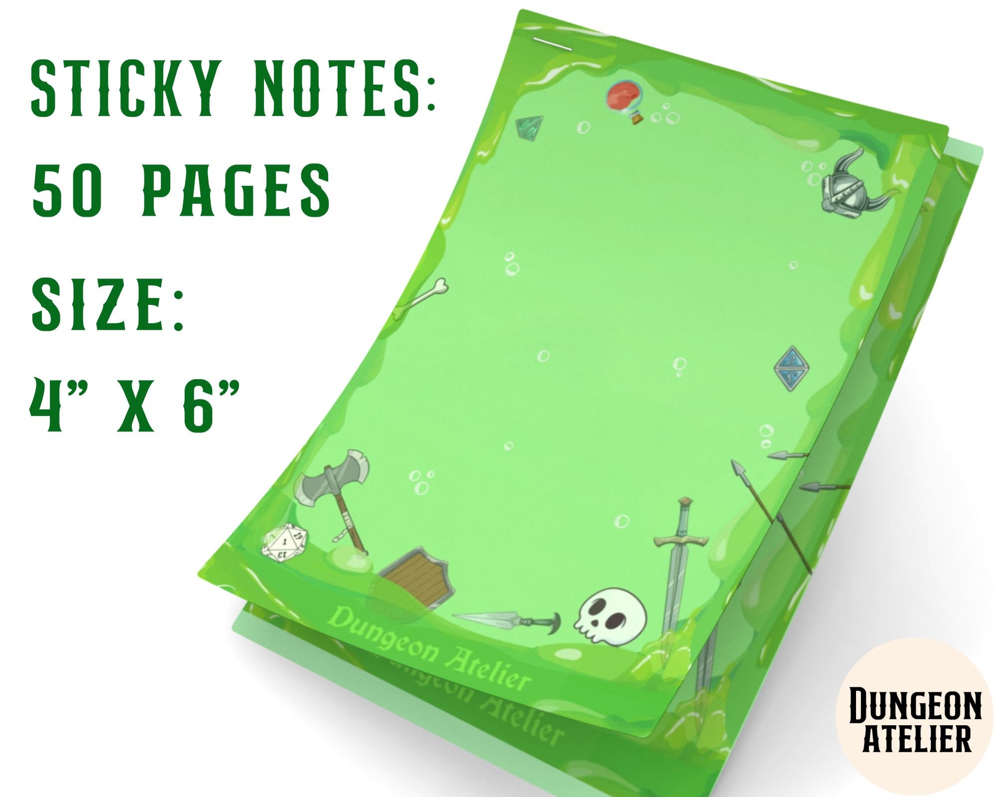 DND STATIONARY: GELATINOUS Cube, Dnd Sticky Notes, Green Gel Cube, Dnd ...