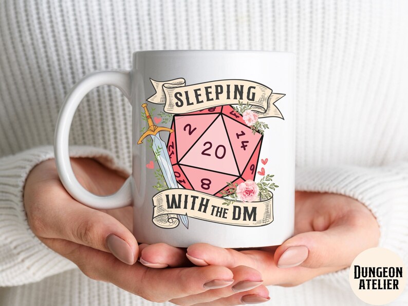 sleeping with dungeon master, dnd mug.