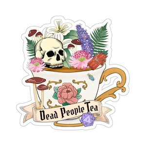 DEAD PEOPLE TEA, dnd tea sticker, critical failure, natural one sticker, nat 1, Grave Cleric stiker, role sticker, rpg tea sticker