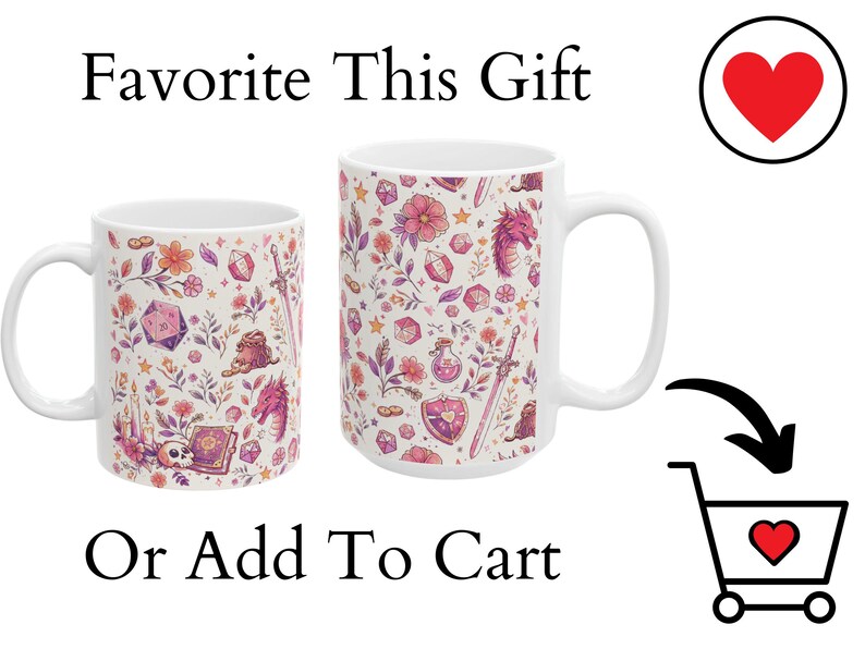 GIRLY DND MUG: Cozy Gamer Gift Dungeons Dragons Coffee Cup Rpg Dice Mug Gift for Dm Nerdy Girlfriend Game Night Present. Floral Paster whimsical mug , size 11 oz and 15 oz. dnd girlfriend wife or mom gift for birthday, christmas and anniversary