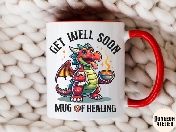 GET WELL SOON: recovery gifts, get well gift for dnd players healing mug get better soon, dragon mug, sending a hug, dnd mug, dungeons mug
