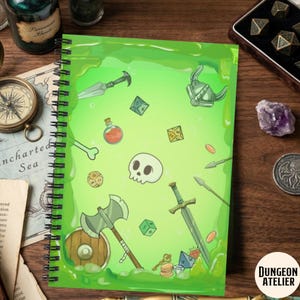 Funny Gelatinous Cube dnd journal Dungeons and Dragons notebook player dm d&d gift for session note taker, green