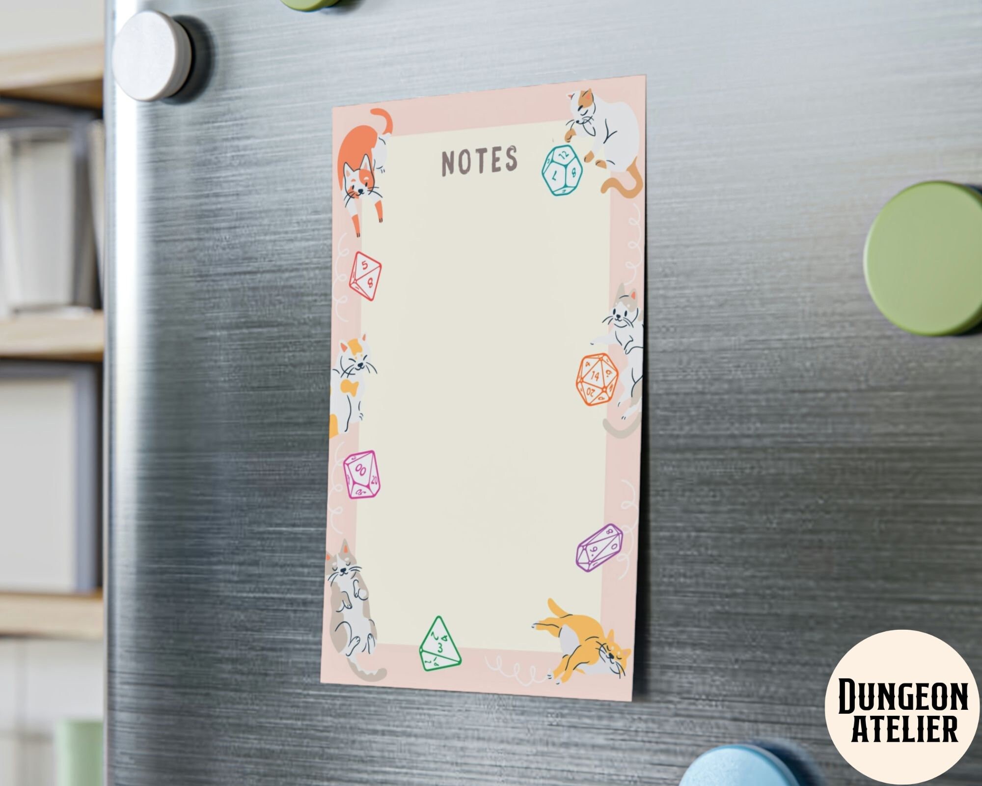 CAT DND STATIONARY: Dnd Cats Dice Dnd Notepad, Cute Girly D&d Sticky ...