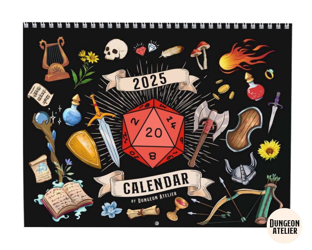 DND CALENDAR, 2025 Calendar, Dnd Christmas Gift, 2025 Dnd Calendar