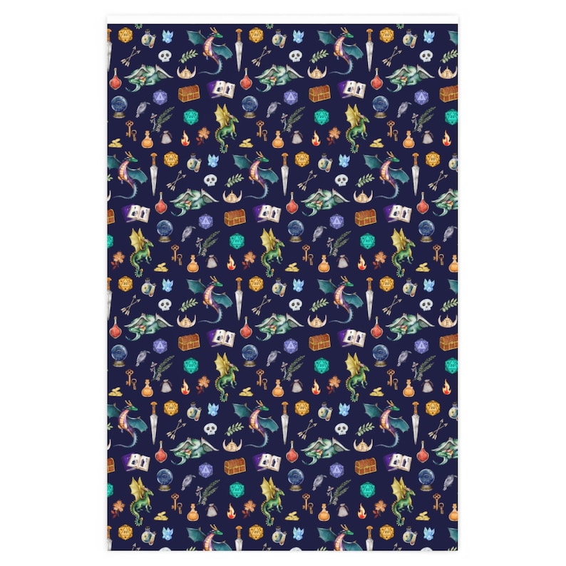 DND WRAPPING PAPER, Dungeons and Dragons wrapping paper, dnd gift wrap, dnd kids, dnd baby, geeky wrapping paper, dnd christmas wrap image 6