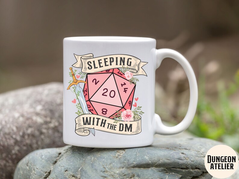 SLEEPING with the DUNGEON MASTER mug, sleeping with the dm, dnd mug, dnd mug funny, dnd valentines gift, dungeon master mug, dnd wife image 3