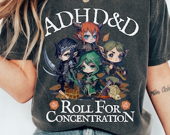 ADHD DnD SHIRT, Adhd gifts, Dnd adhd, Adhd funny, adhd&d shirt, Dungeons Dragons shirt, Mental Health funny, roll for concentration