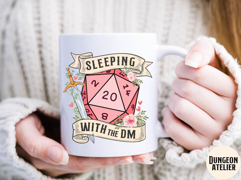 SLEEPING with the DUNGEON MASTER mug, sleeping with the dm, dnd mug, dnd mug funny, dnd valentines gift, dungeon master mug, dnd wife image 2