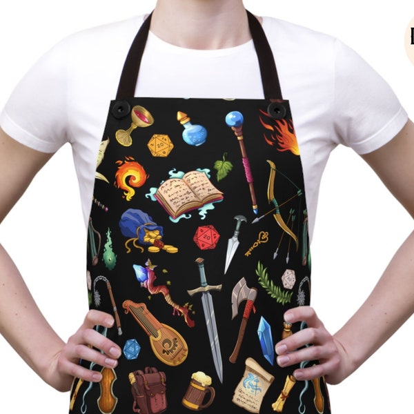 DND APRON, Geeky apron, d&d apron, Dnd kitchen gift, Dungeons and Dragons Apron, dnd thanksgiving, Critical apron, geek roleplaying arpon