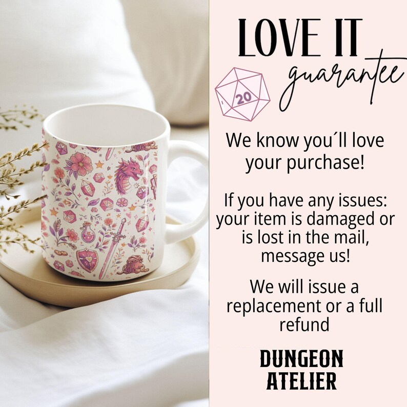 GIRLY DND MUG: Cozy Gamer Gift Dungeons Dragons Coffee Cup Rpg Dice Mug Gift for Dm Nerdy Girlfriend Game Night Present. Floral Paster whimsical mug , size 11 oz and 15 oz. dnd girlfriend wife or mom gift for birthday, christmas and anniversary