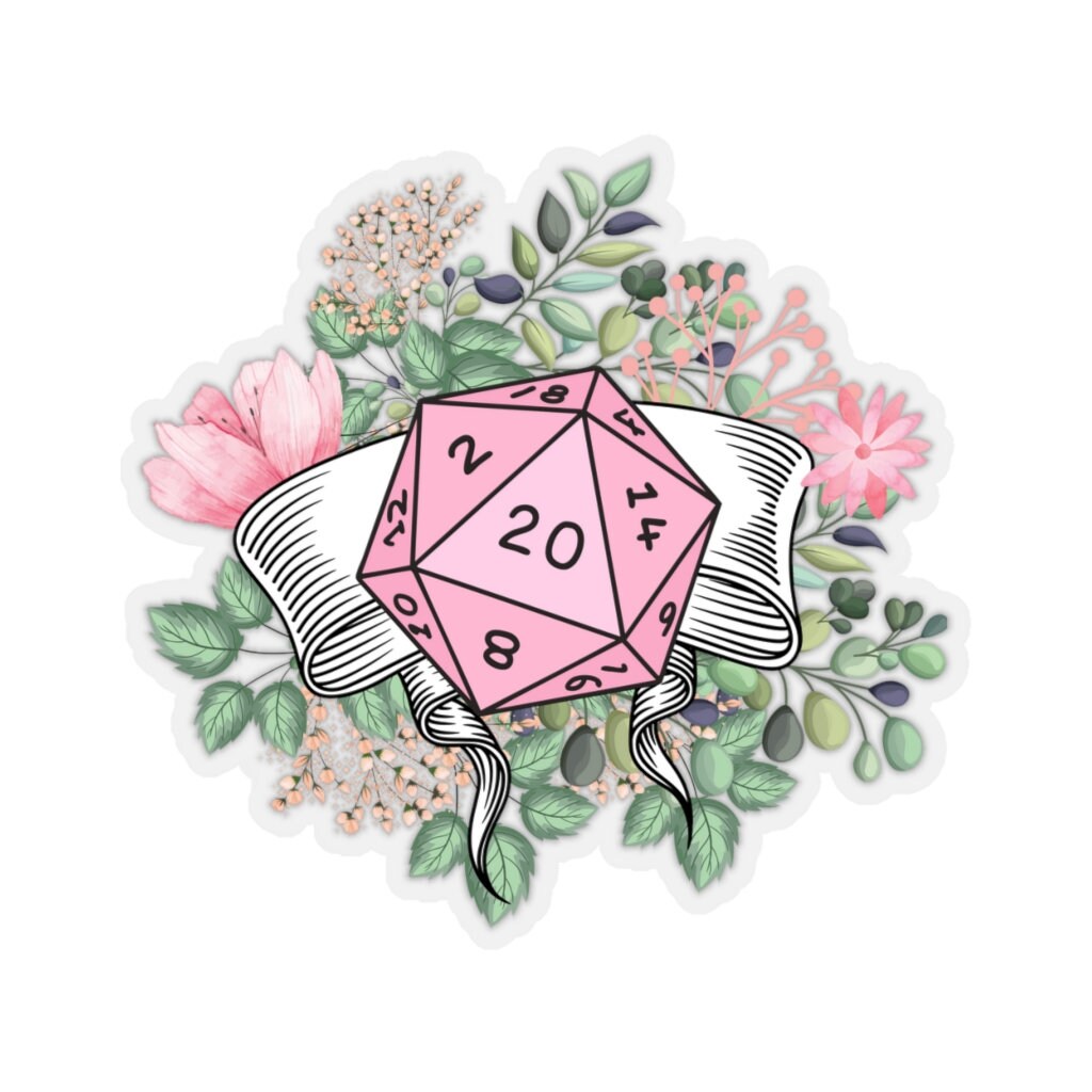 D&D D20 Necklace Pendant Flowers 