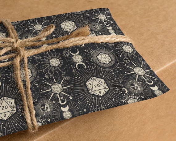 DND WRAPPING PAPER, dnd gift wrap,  Celestial D20 Wrapping Paper, d&d Wrapping Paper , Rpg Wrapping Paper Dice, Dnd Christmas Gift, dnd gift