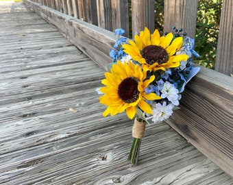 Blue Yellow Bouquet Etsy