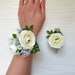 White Ivory Corsage and Boutonniere Set for Wedding, Artificial Winter Formal Boutonniere and Corsage Set 