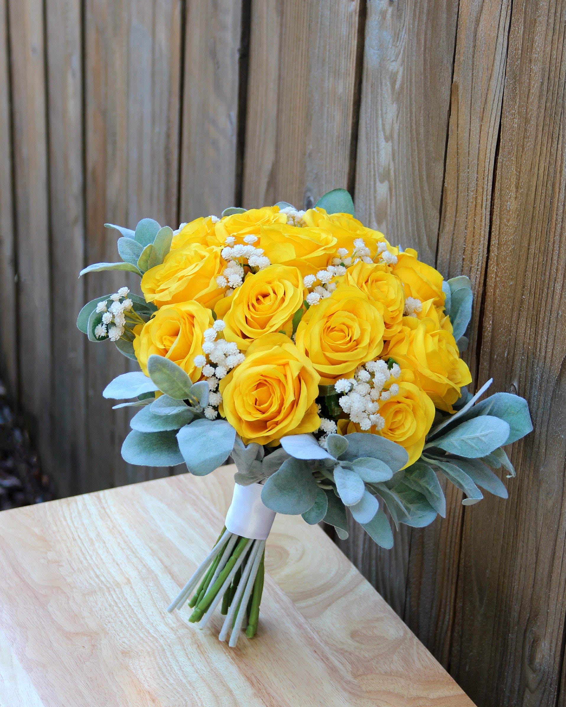 Yellow Wedding Bouquet Artificial Bridal Bouquet Rustic Etsy