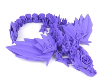 Articulated Winged Rose Dragon - Fidget Toy - 3d Printed Toys - Flexi Dragon