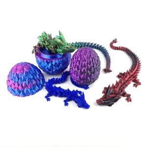 Crystal Dragon with Egg | 3D Printed Articulated Dragon | Fantasy Fidget Toy | Dragon Egg Display | Poseable Crystal Dragon Figurine