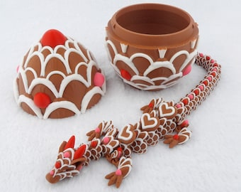 ¡Dragón de galleta con forma de corazón articulado impreso en 3D con HUEVO! – Decoración para el Día de San Valentín - ¡Multicolor!