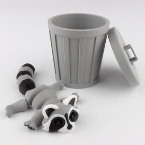 3D-gedruckter Gliederwaschbär mit Aufbewahrung von Mülleimern