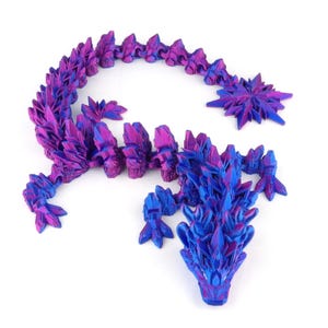 Winter Dragon | 3D Printed Articulated Fidget Toy | Ice Fantasy Dragon Figurine | Poseable Desk Toy | Snow Dragon | Sensory Gift