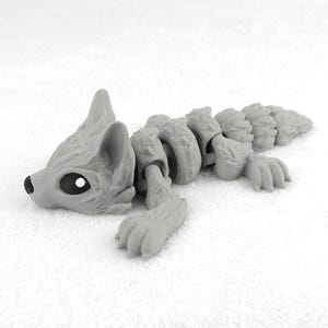 Articulated Wolf Pup | 3D printed Articulating Flexi | Stress Relief | Personalized Gift