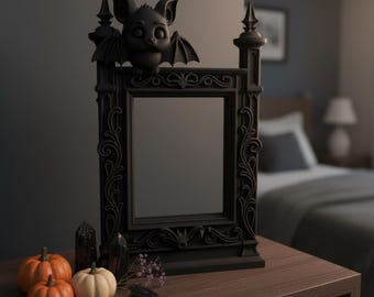 3D Printed Baby Bat Cathedral Frame, Gothic Whimsigoth Shelf Decor