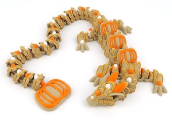 Dragón de galleta con especias de calabaza articulado impreso en 3D: decoración acogedora de otoño, ¡multicolor!