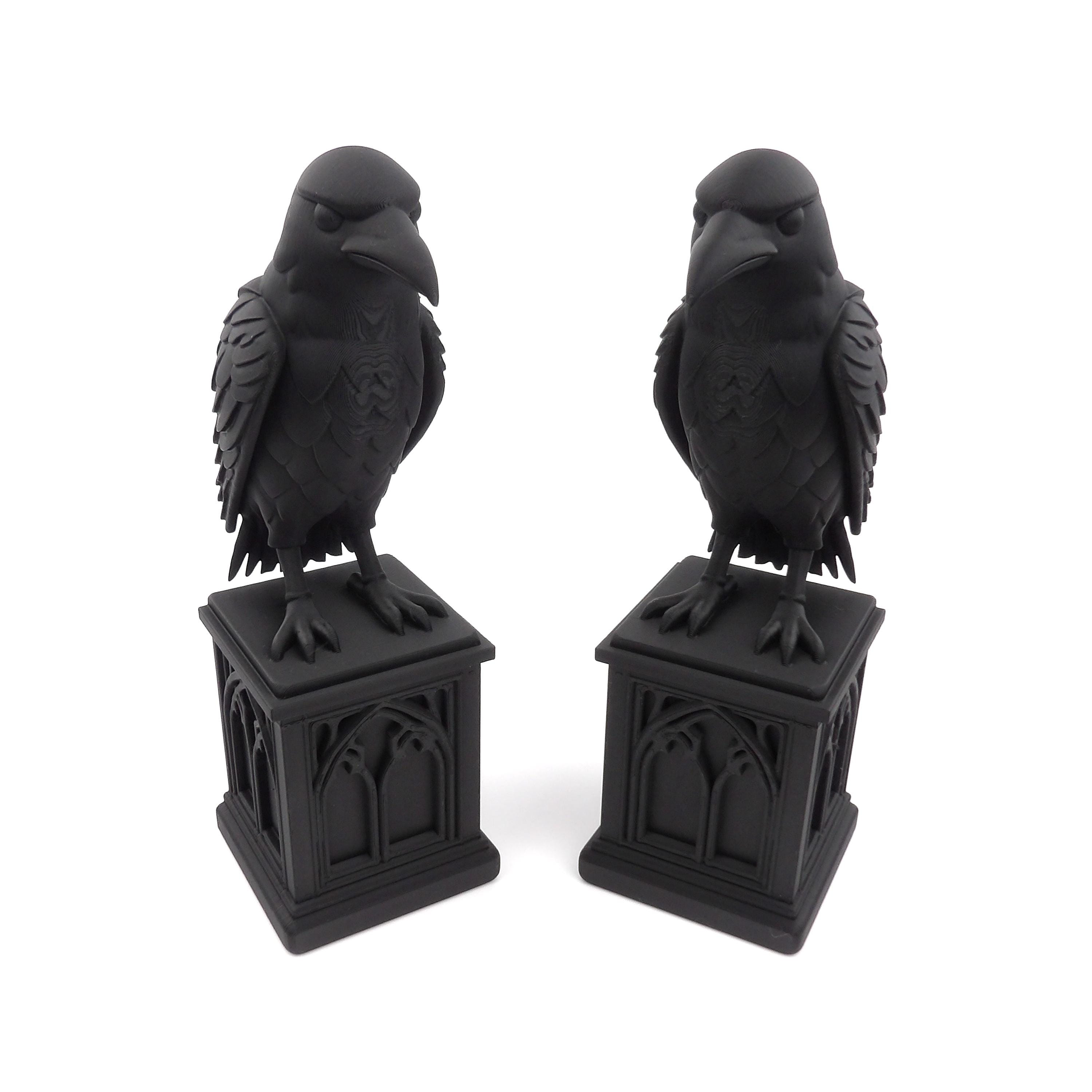 Gothic Raven Bookends, 3D Printed Dark Academia Shelf Decor, Matte ...