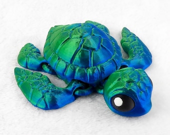 Tartaruga marinha articulada impressa em 3D - Impressão multicolorida com opções de cores