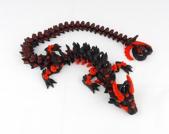 Valentines Dark Heart Dragon Articulated and 3d printed - Multicolor!