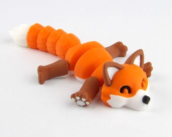Colorful Articulated Fox Desk Buddy - 3D Printed Fidget Toy for Stress Relief!