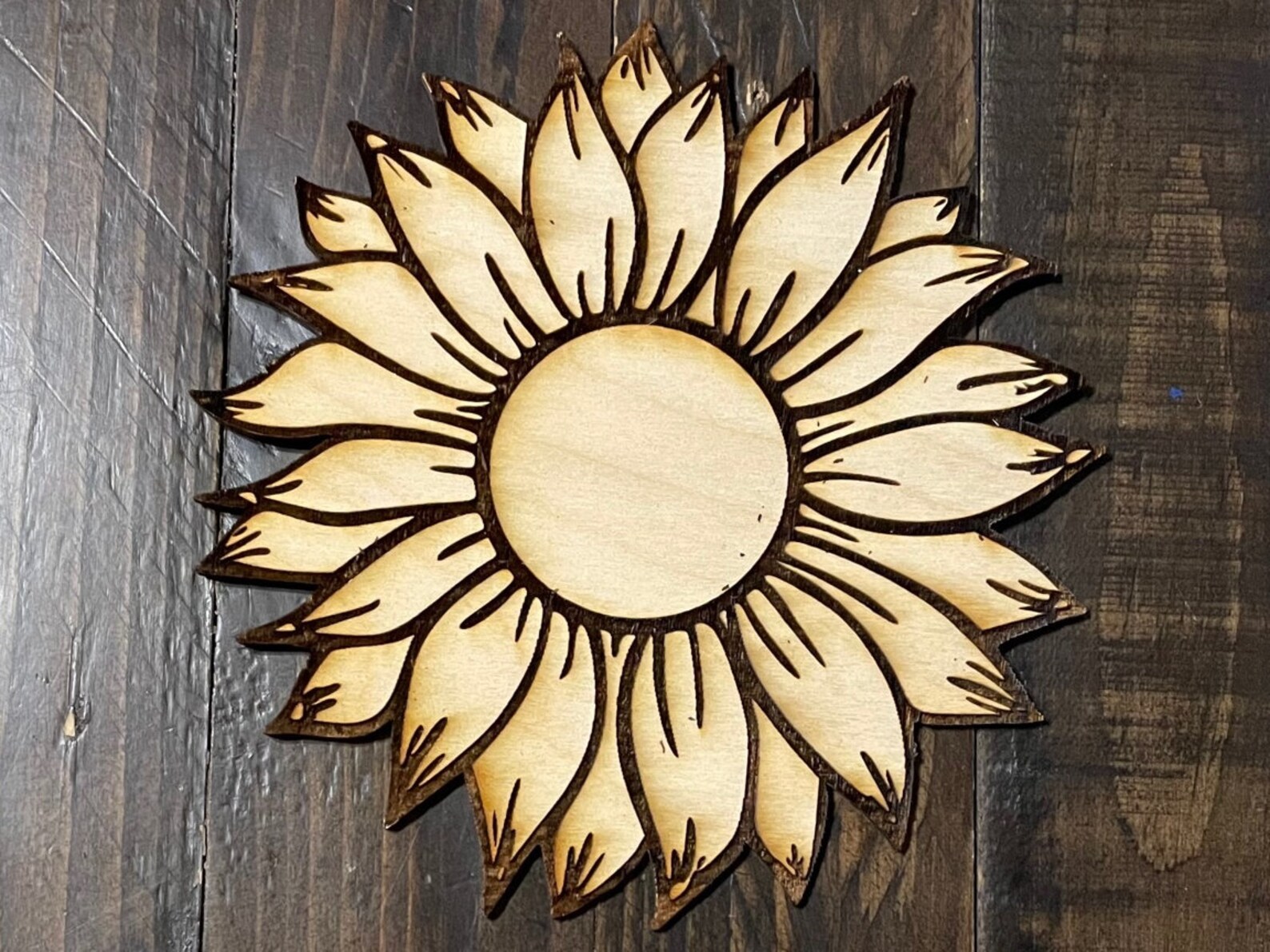 Engraved Sunflower Wood Cutout / Engraved Sunflower Wall Decor Etsy